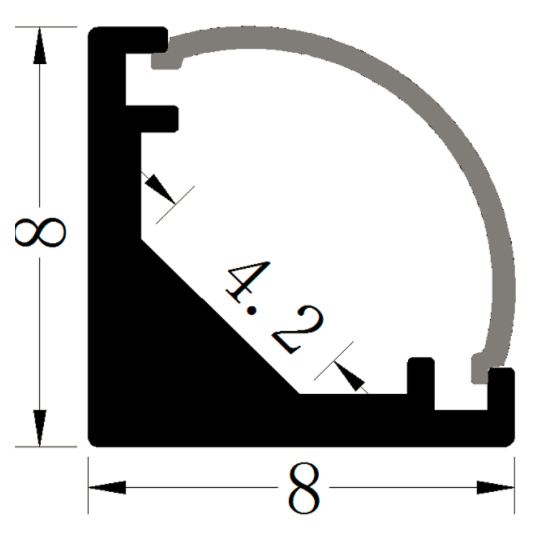 8x8 Corner LED Aluminum Channel V Shape