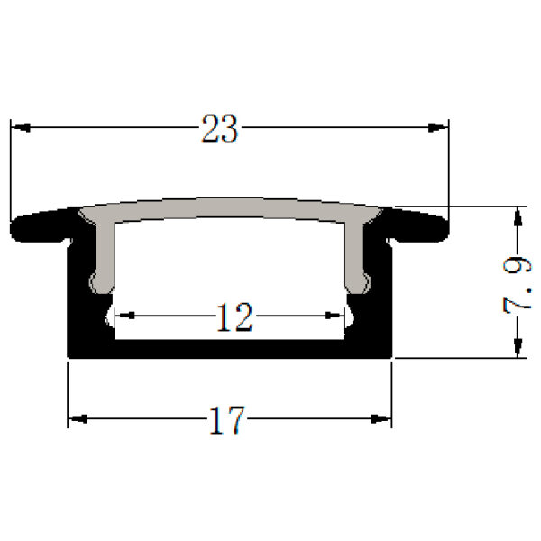 17x6 Recessed Aluminium LED Profile with Diffuser